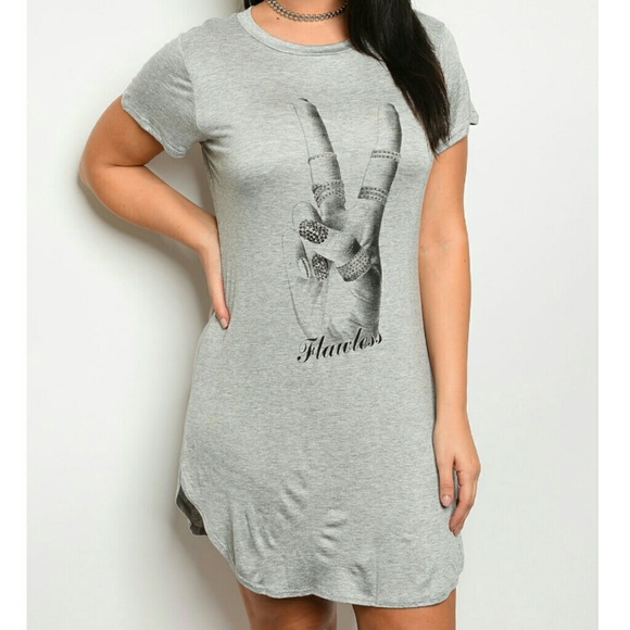 Graphic Print T-Shirt Rhinestone Mini Dress - Picture 2 of 5